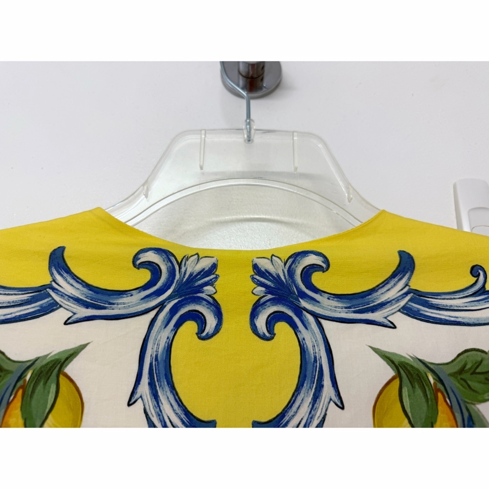 NWT Farm Rio Sicily Scarf Lemon Print Maxi Dress Yellow Fruit Flutter Sleeve M - Picture 9 of 12